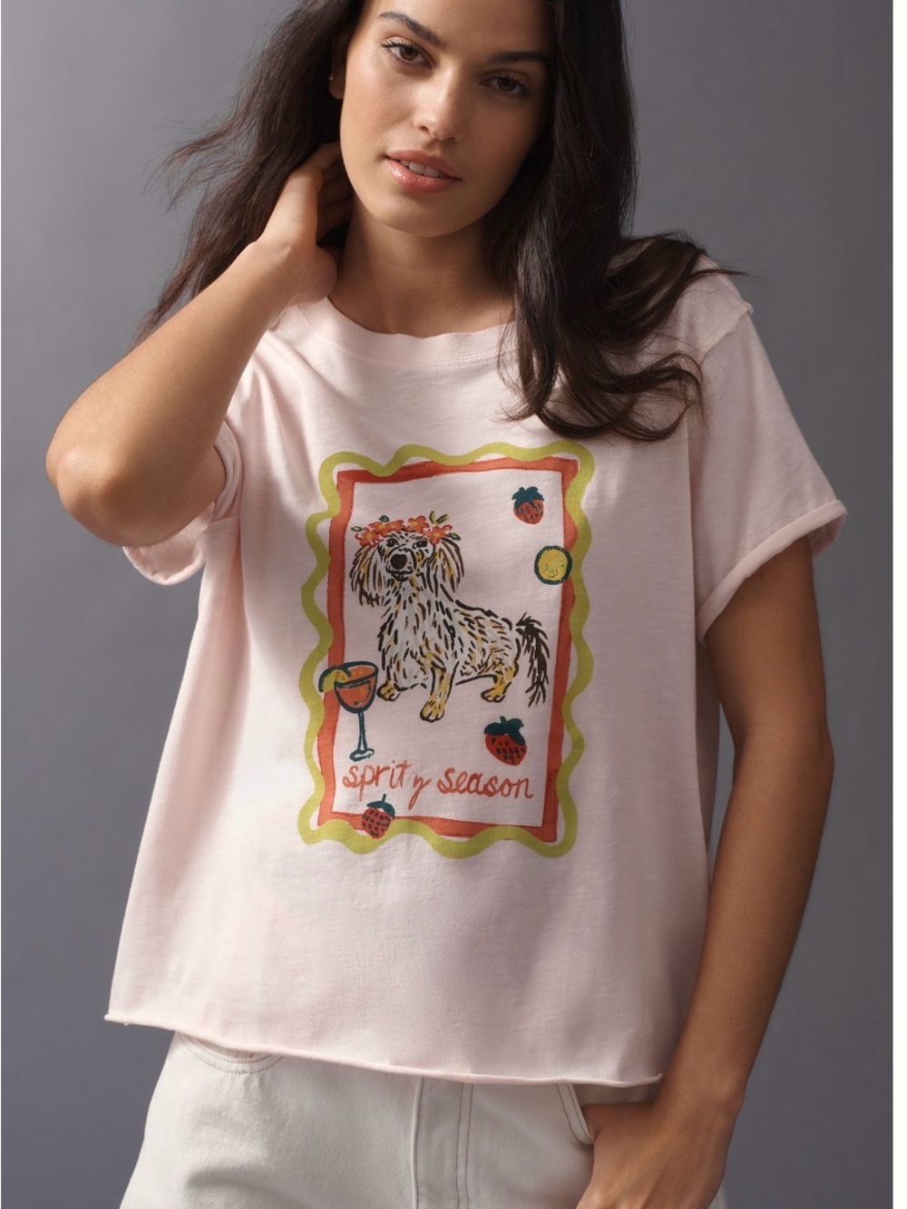 NWT Anthro Maeve Caitlin Cotton Boxy Tee by Nikki Ackerman Rose size M